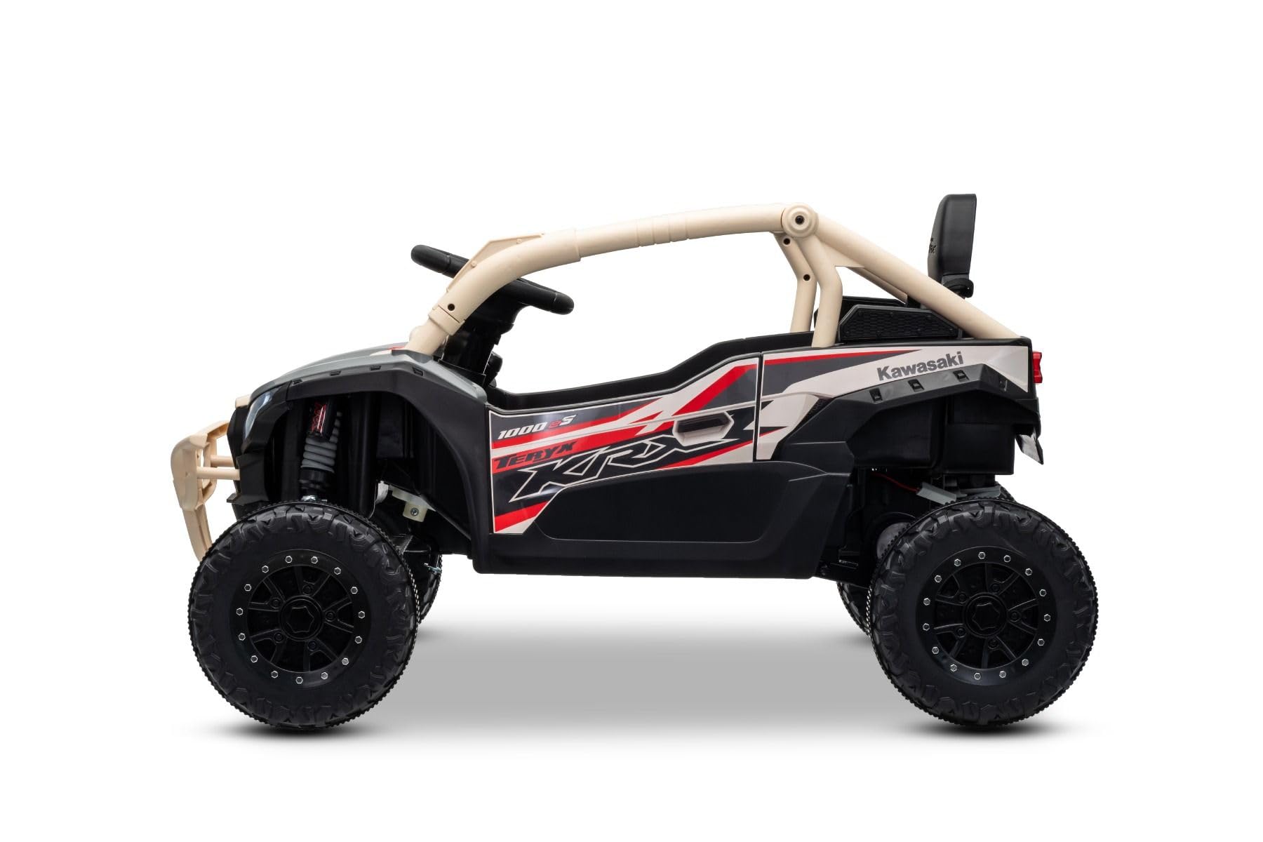 Kawasaki TERYX KRX 1000 12 V elektryczny samochód dziecięcy khaki, jednoosobowy zawieszenie tylnej osi, pilot zdalnego sterowania 2,4 GHz, akumulator litowy, 2 silniki 25 W, otwierane ramy ochronne