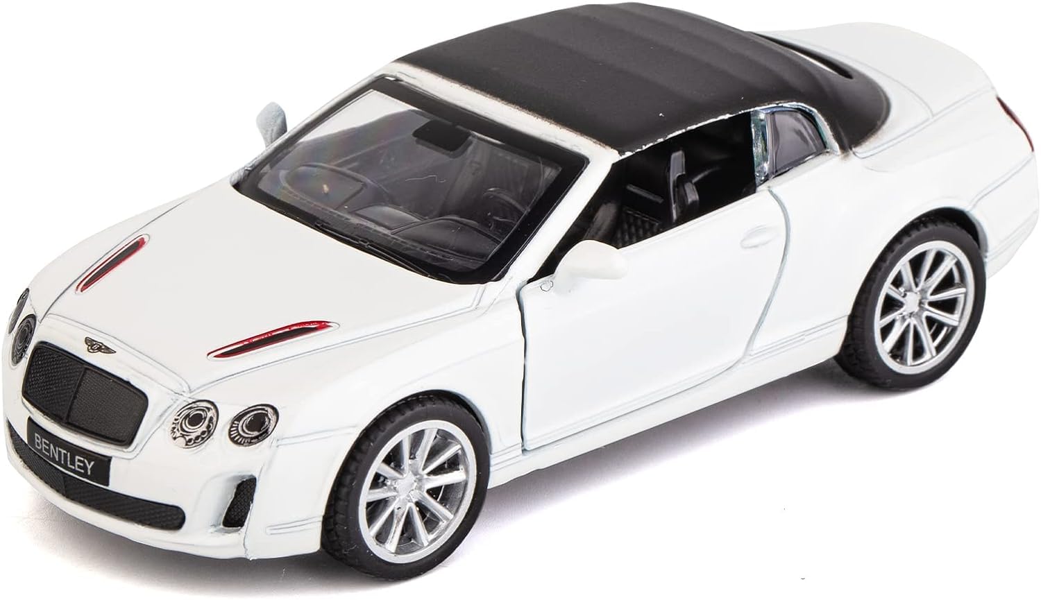 Dpower– Bentley Continental Super Sports ISR - White | Die-Cast Replica, Ultimate Collector's Item, Luxury Cars |Pull Back Collection with Lights & Sounds | Size - 1:32, For Kids 3+