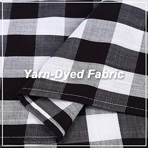 Caromio Buffalo Plaid Gingham Pattern Rod Pocket Short Window Curtains For Kitchen Cafe Curtains Bathroom Window Curtains 30 Inches Long, Black And White #TOP2