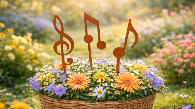 Juego de Estacas para Plantas de Metal con Notas Musicales miniatura 7