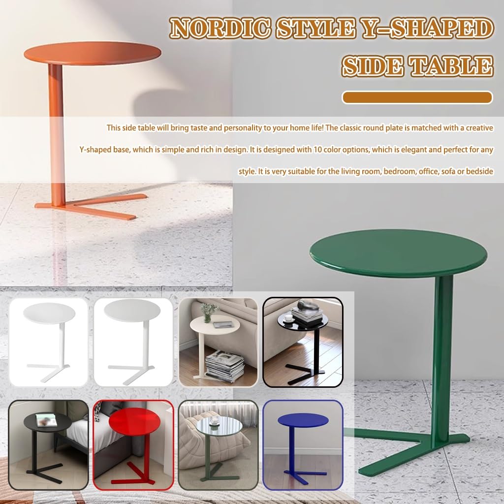 Mesa Lateral Cama Mesa Auxiliar En Forma De Y De Estilo Nórdico, Mesa De Sofá De Metal Sencilla para El Hogar, Mesa De Centro para El Suelo De La Oficina, Fácil Instalación(Black B,48 * 69cm)