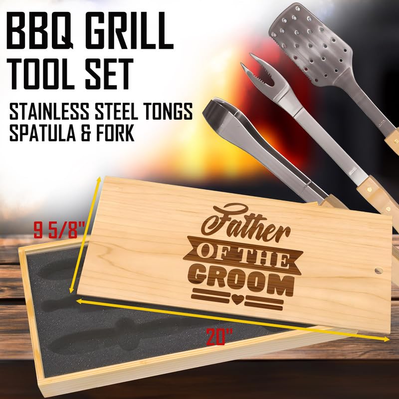 Juego de BBQ Father of the Groom con caja grabada miniatura 3