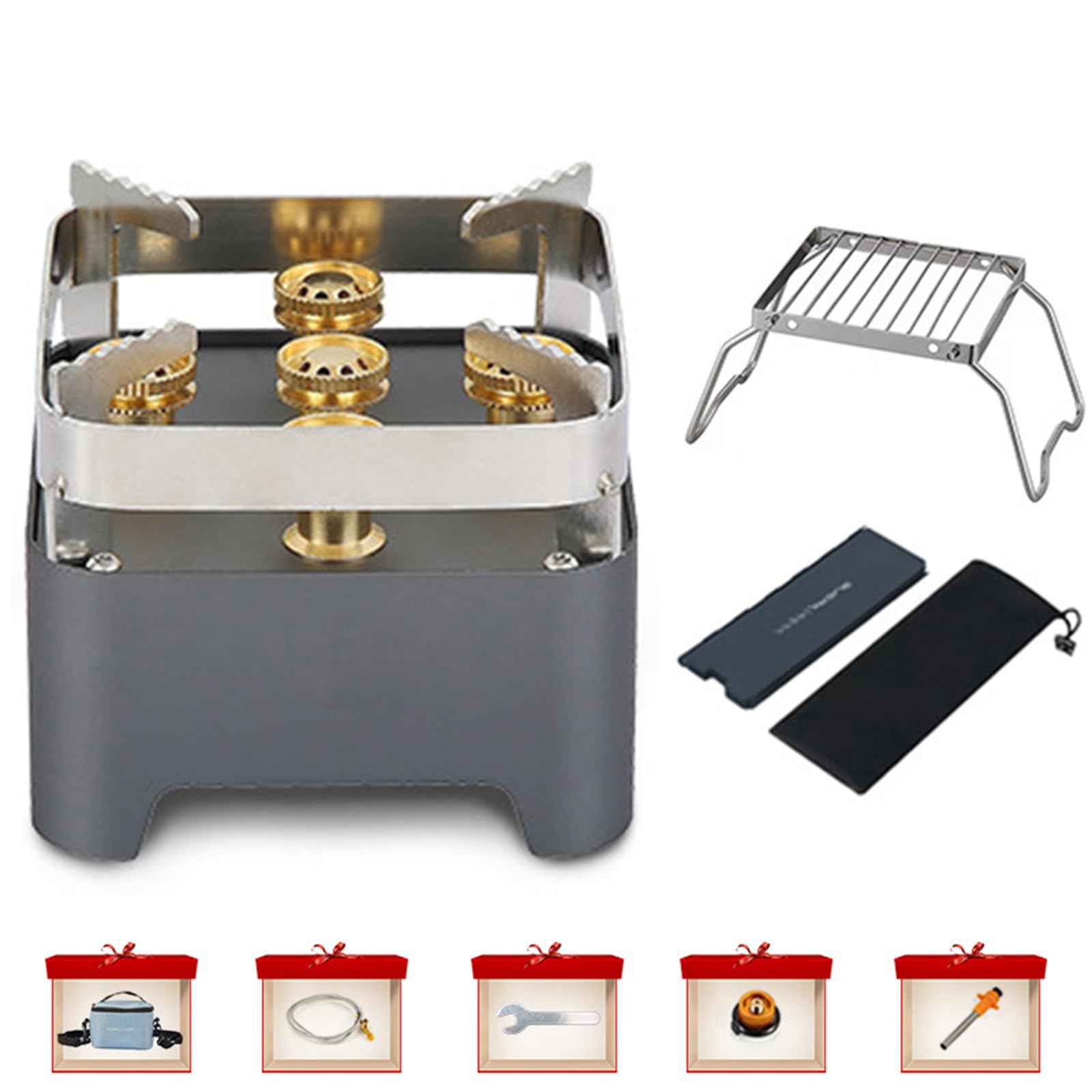 Portable Mini Camping Stove Stainless Steel Backpack Stove, Windproof Backpack Stove Small Butane Gas Stove for Outdoor Backpacking Hiking and Picnic A (A)