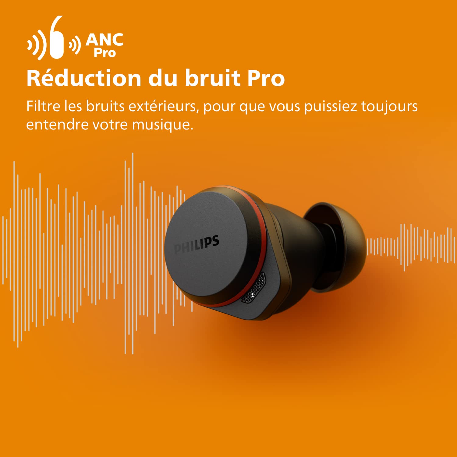 Casque sport sans fil intra-auriculaire Go True Wireless Philips TAA7507BK à réduction de bruit Pro Noir