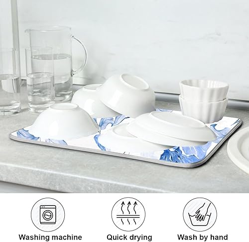 Vista 139 de Tapete de secado de platos de mariposas botánicas para encimera de cocina, almohadilla de secado de microfibra absorbente, grande, 18 x 24 pulgadas