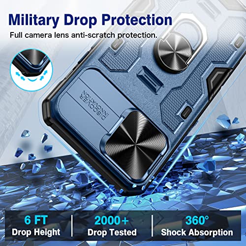 Vego Case For Iphone 13 Pro Max/Iphone 12 Pro Max Case With Stand, Slide Camera Cover & Kickstand & Rugged Holster Military Grade Heavy Duty Protective Case With Magnetic Car Mount Holder - Blue #TOP3