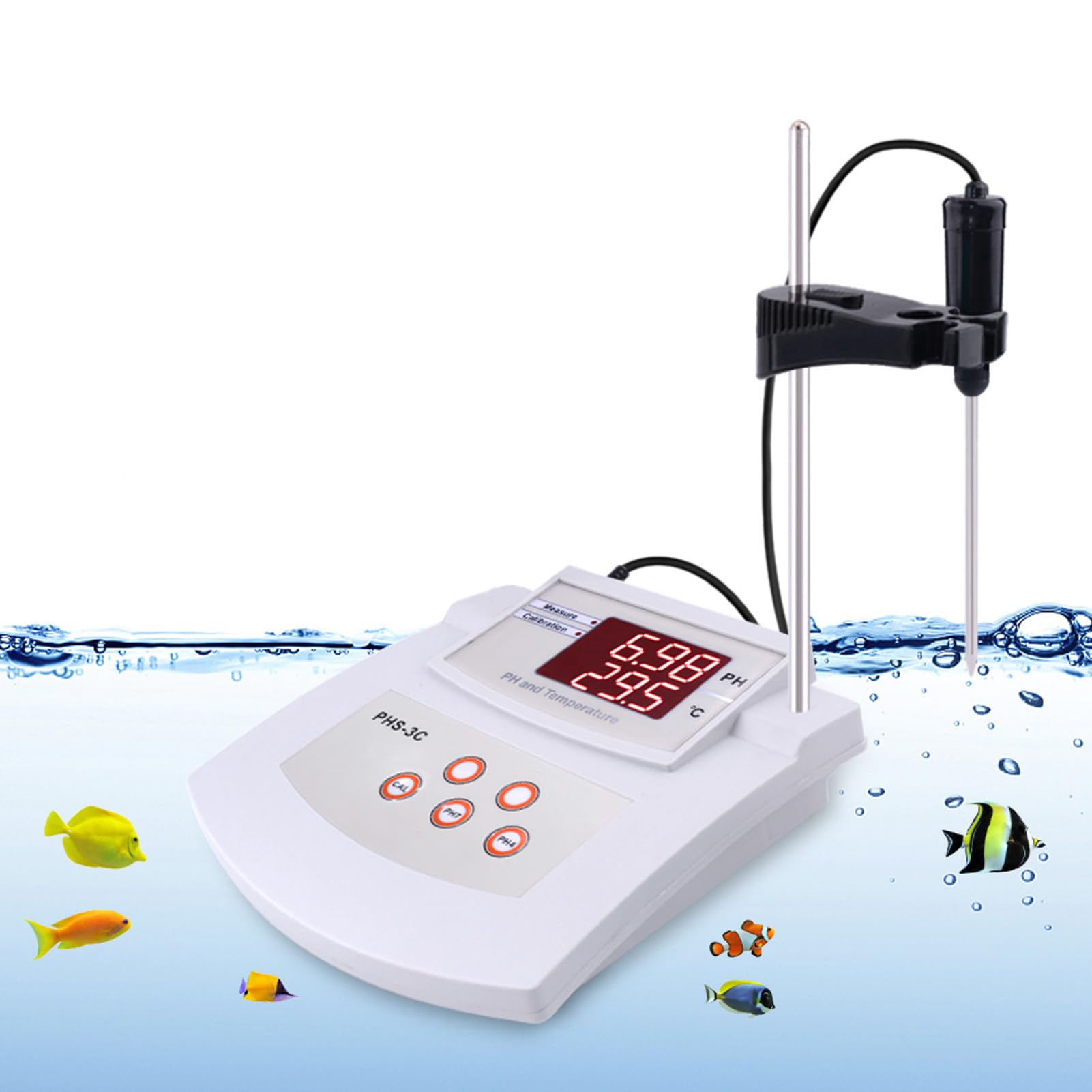PH-mètre de Paillasse, PH-mètre de Laboratoire D'étalonnage Automatique PH-mètre de qualité Laboratoire Scientifique pour L'eau, le Vin, la Bière et L'eau (Prise UE 230V)