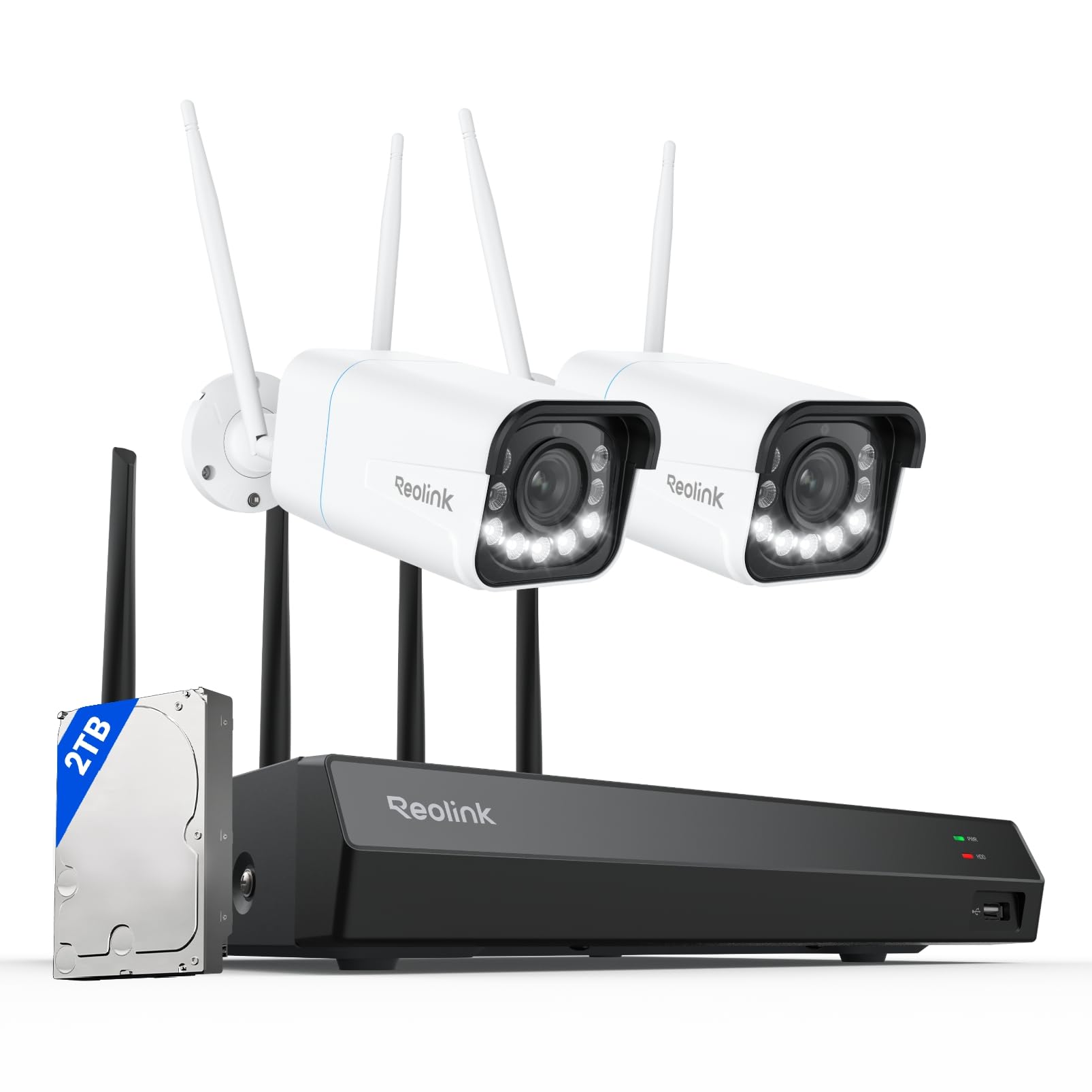 Reolink 4K 12CH NVR RLN12W + 2X RLC-811WA, Telecamera Wi-Fi Esterno con 5X Zoom Ottico, Rilevamento di Persona/Veicolo/Animale, Videocamera di Sorveglianza con Wi-Fi 6, Visione Notturna a Colori