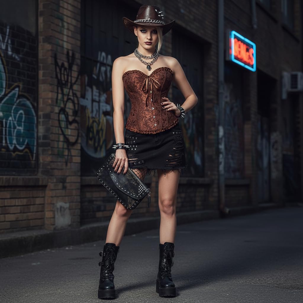Corset Femme, Broderie Bustier Classique, Sexy Steampunk Gothique Bustier Top,Corsage Ventre Plat Corset Top