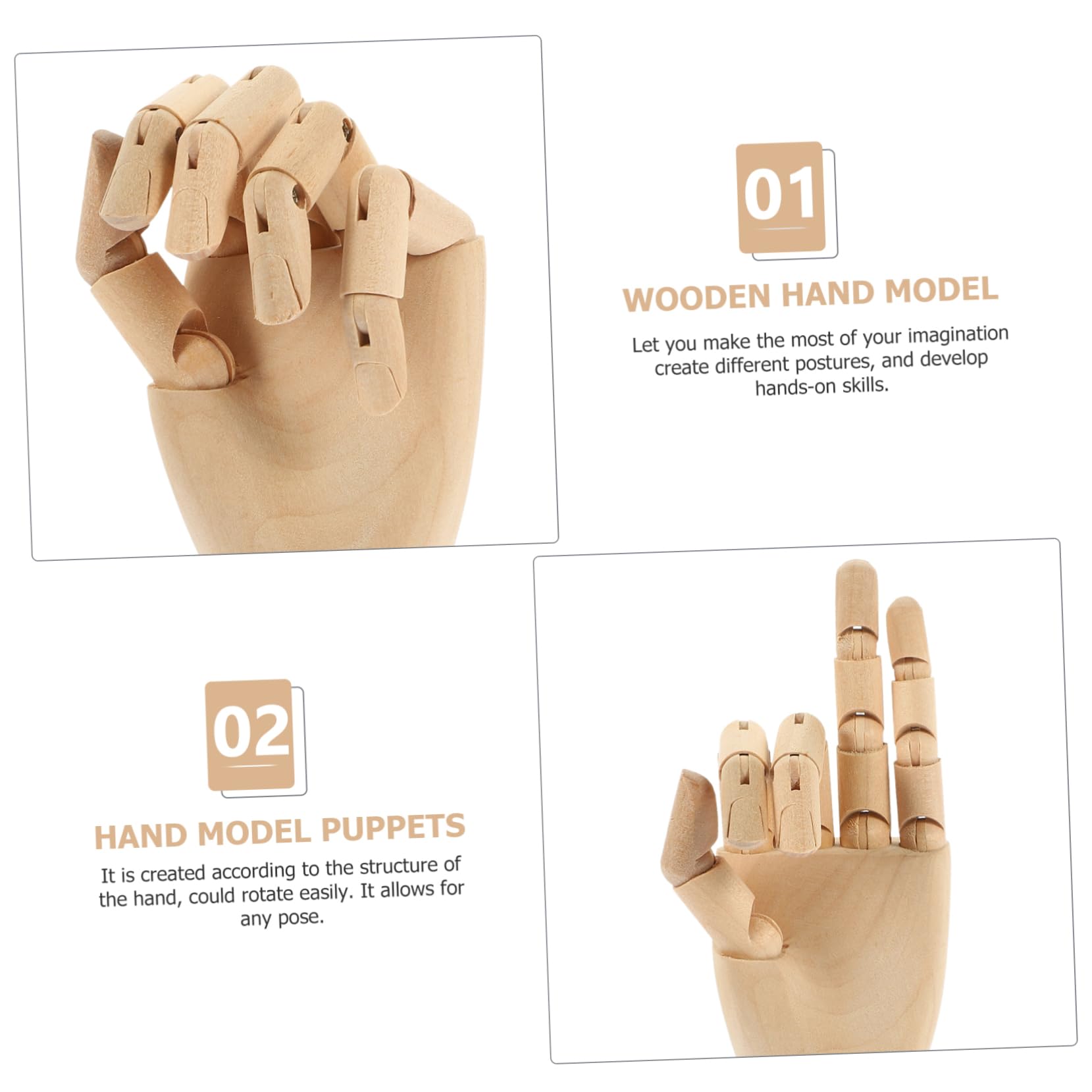 GOOHOCHY Wooden Mannequin Hand Model Sketching Figure Movable Joint Puppet Hand Creative Painting Models 7 Inch Left Statue
