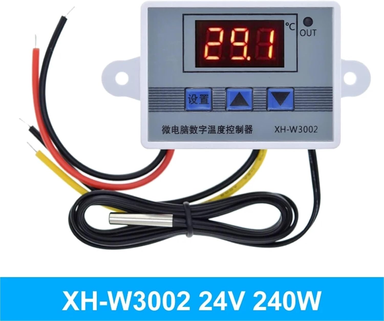 XH-W3002 220V /12V Digital LED Temperature Controller 10A Thermostat Control Switch Probe with Waterproof Sensors W3002(24V 240W)