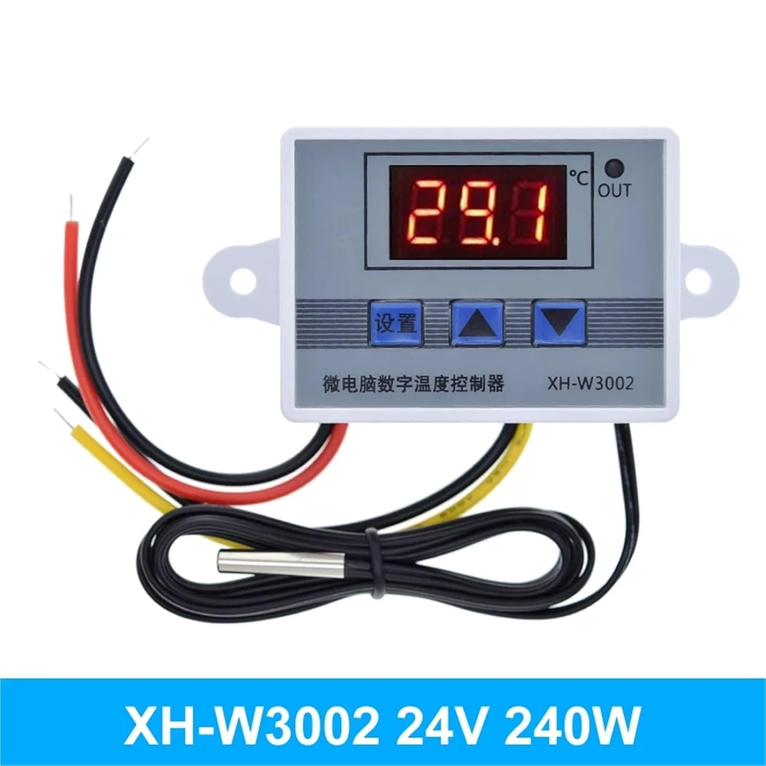 XH-W3002 220V /12V Digital LED Temperature Controller 10A Thermostat Control Switch Probe with Waterproof Sensors W3002(24V 240W)