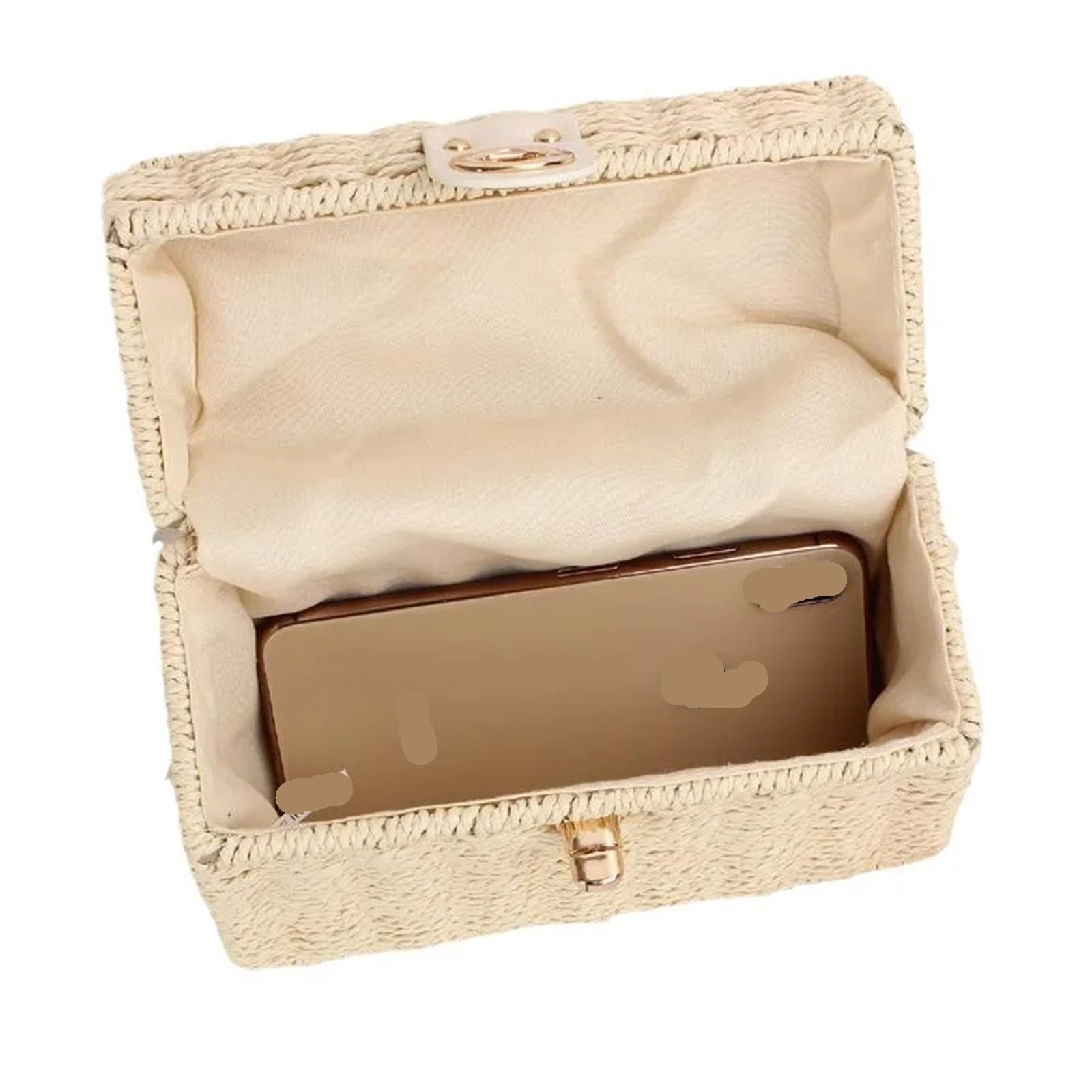 Bolso Bandolera de Doble Uso, Informal, Tejido, de Paja, for Playa(Beige)