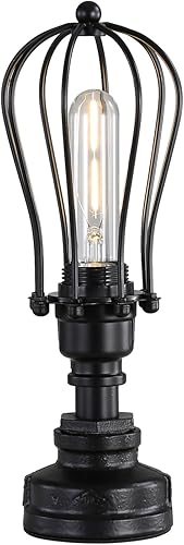 Lámpara de mesa de tubo de agua industrial retro Steampunk, E26, lámpara de escritorio Edison vintage con enchufe de interruptor, decoración de