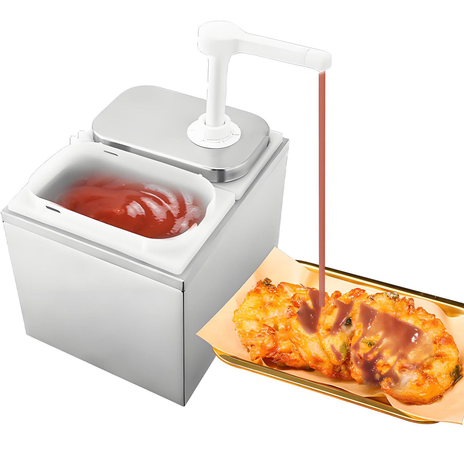 Confezione da 5 distributori per condimenti da 2 l, dispenser per salse con base, pompa da spremere per uso alimentare per condimenti per marmellate di insalate, dispenser commerciali staccabili