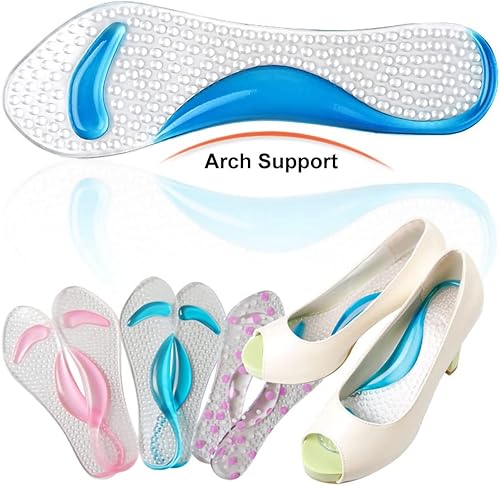 Miniatura 3 de Bellcon Plantillas de tacón alto de gel para mujer, almohadillas adhesivas de gel para sandalias de soporte de arco, plantillas de zapatos para pies
