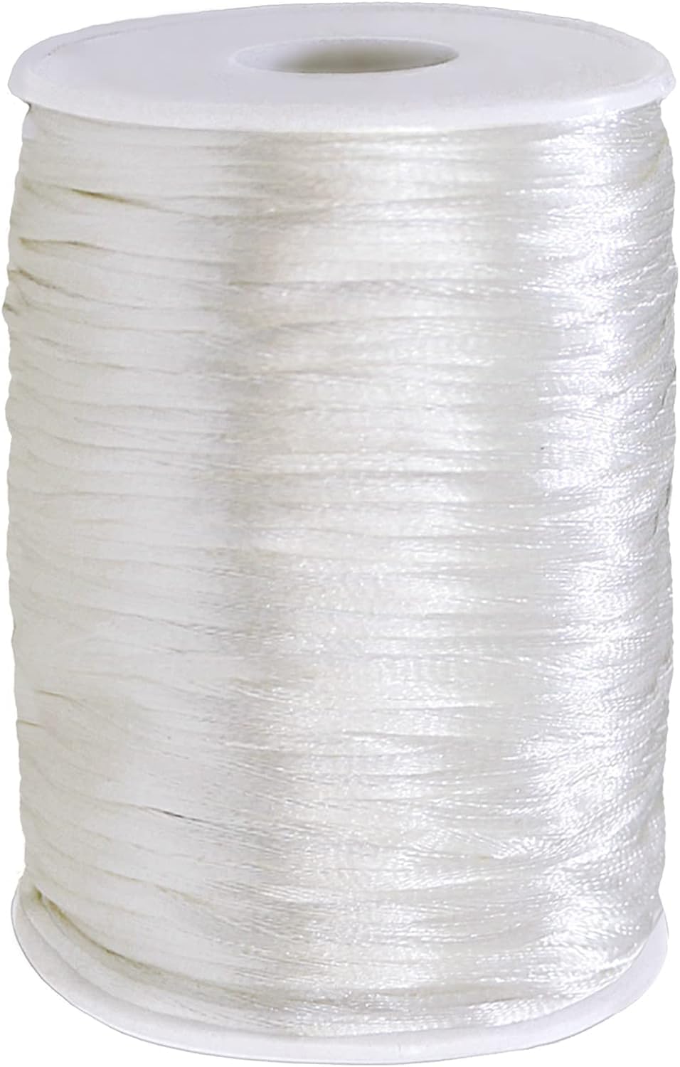 FQTANJU 2mm x 100 yards Satin Nylon Trim Cord, Rattail, Chinese Knot, Kumihimo, Premium Quality (white)