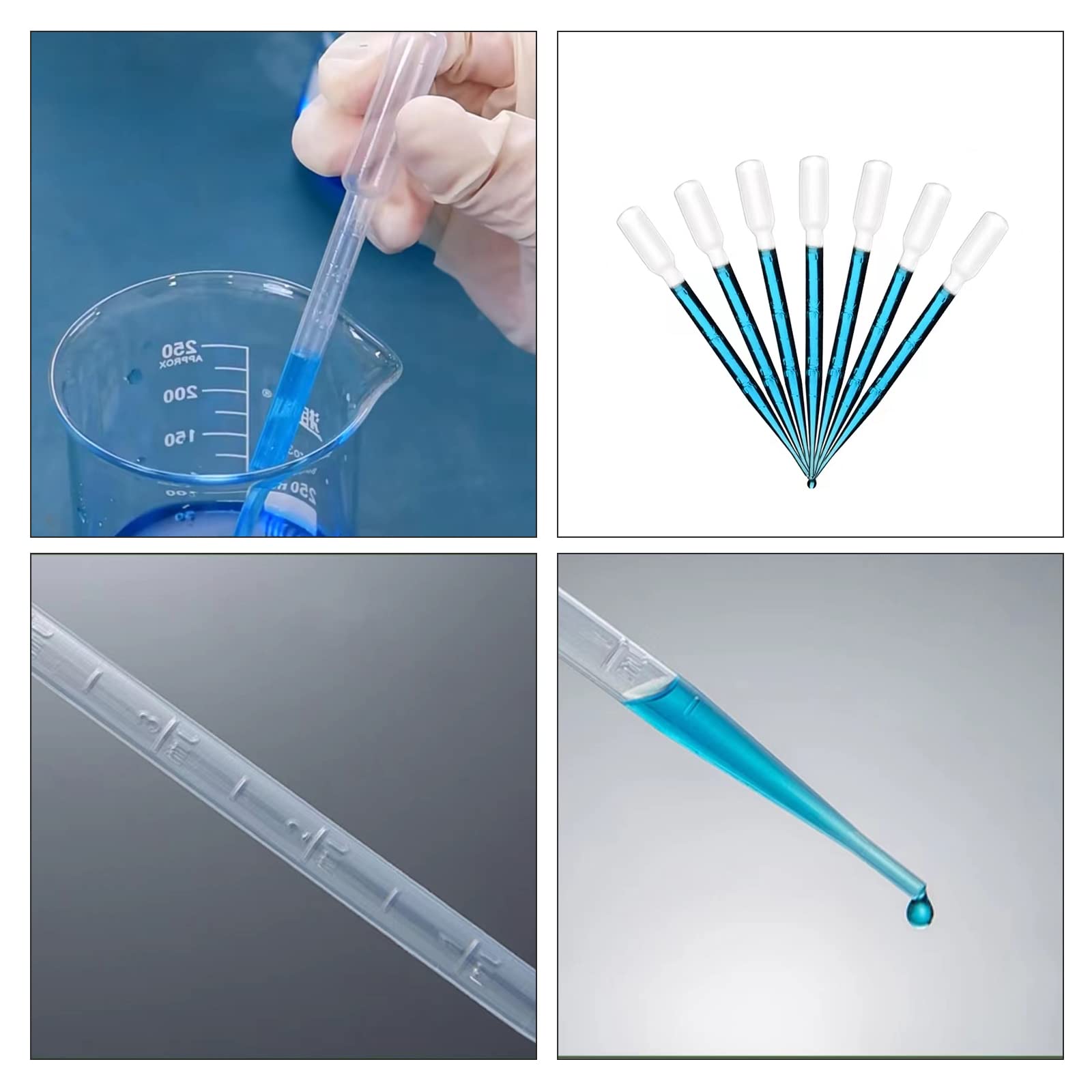 200 Piezas 3ml Pipetas con Escala, Transparente Vpipetas Plastico, Pipeta para Laboratorio
