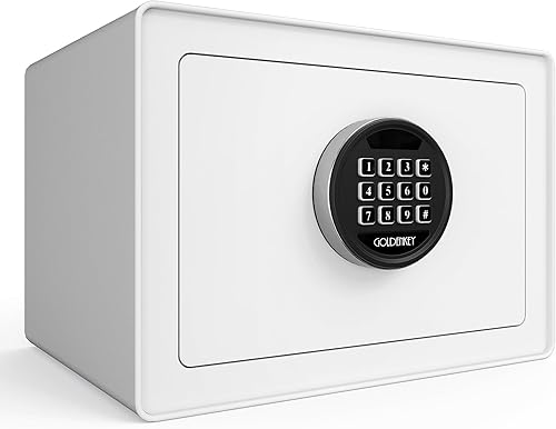 Goldenkey Caja fuerte digital de lujo con teclado para el hogar, pequeña caja fuerte para documentos, dinero, forro de terciopelo suave y estante
