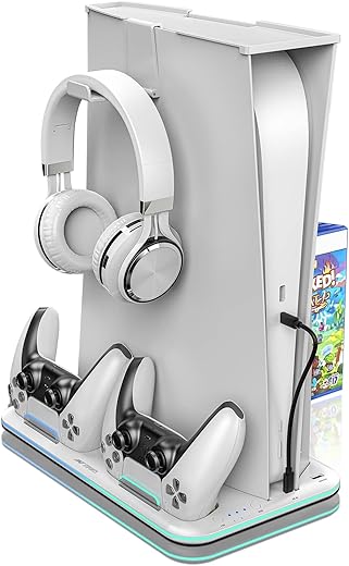 Ant Esports Dock5 RGB with Cooling Fan and Dual Controller Charger Station, PS5 Console Disc & Digital Edition, PS5 Cooling Station Accessories…