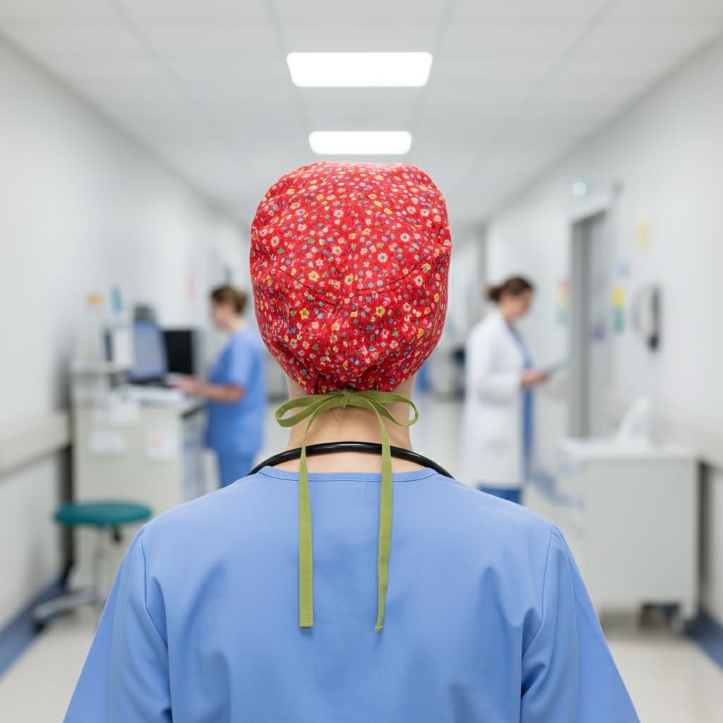 Surgical Cap for Women and Men – Wide Fit, Cotton Tie Back & Elastic – Non-Slip Medical Scrub Cap for Nurses, Doctors, Chefs