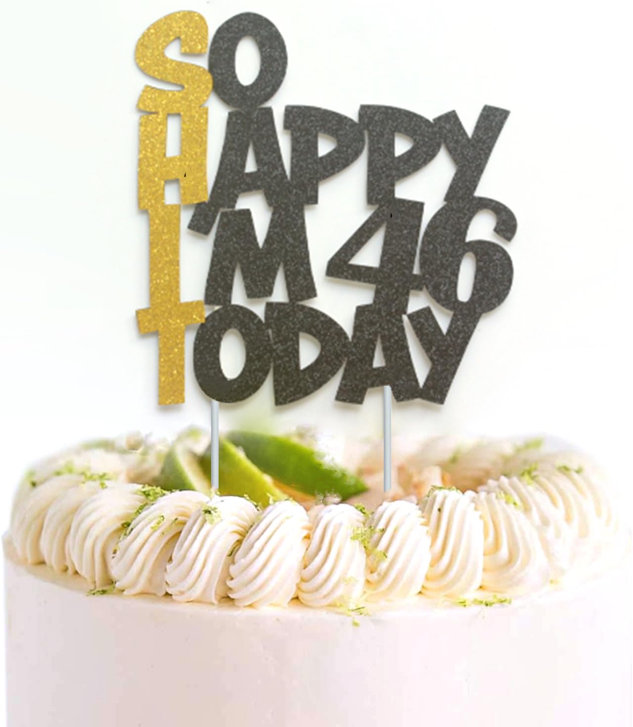 Gold Glitter 46th Birthday Cupcake Toppers - 24 Pack With Sticks & Glue