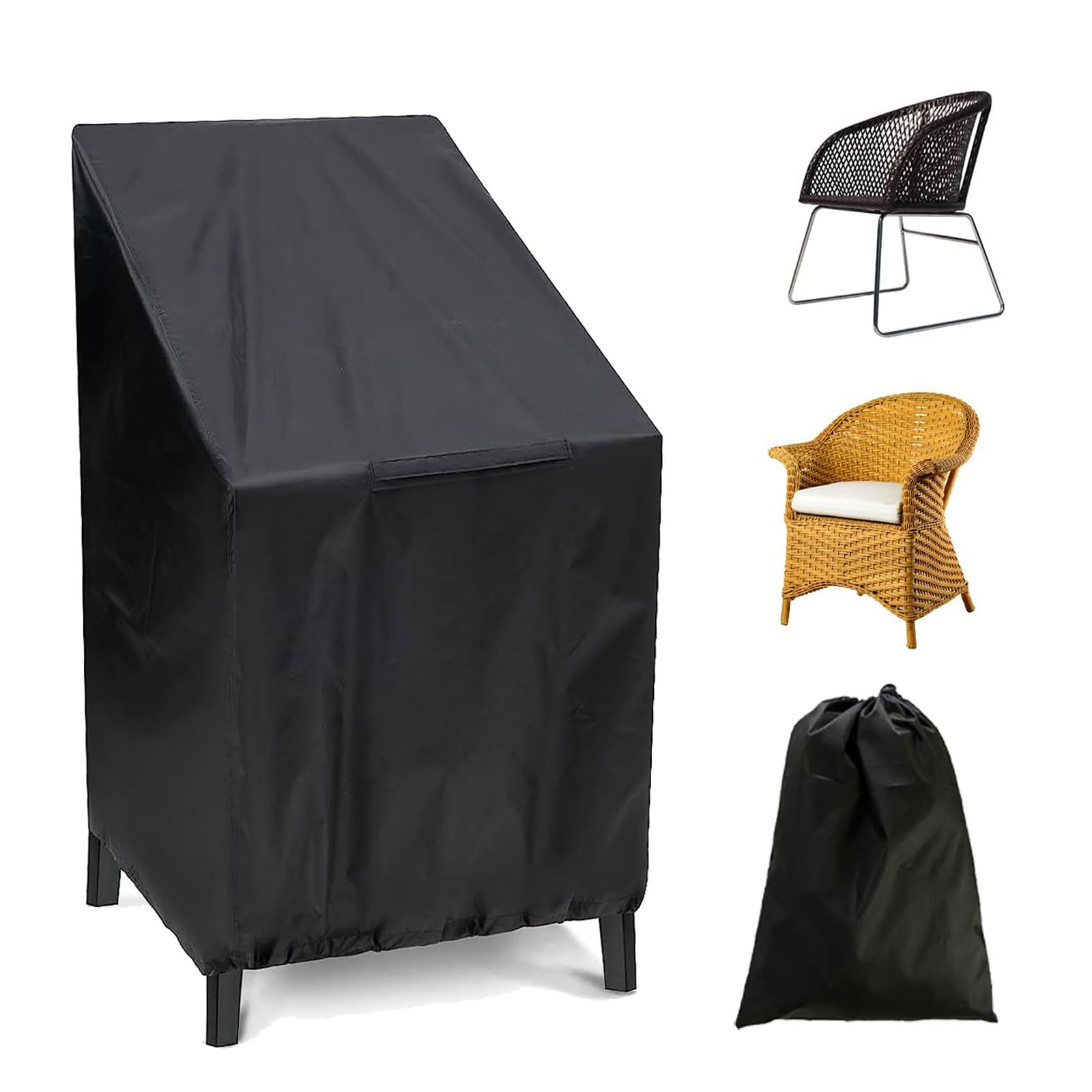 Housse de Chaise de Jardin 210D Tissu Oxford 65x65x120 cm Noir