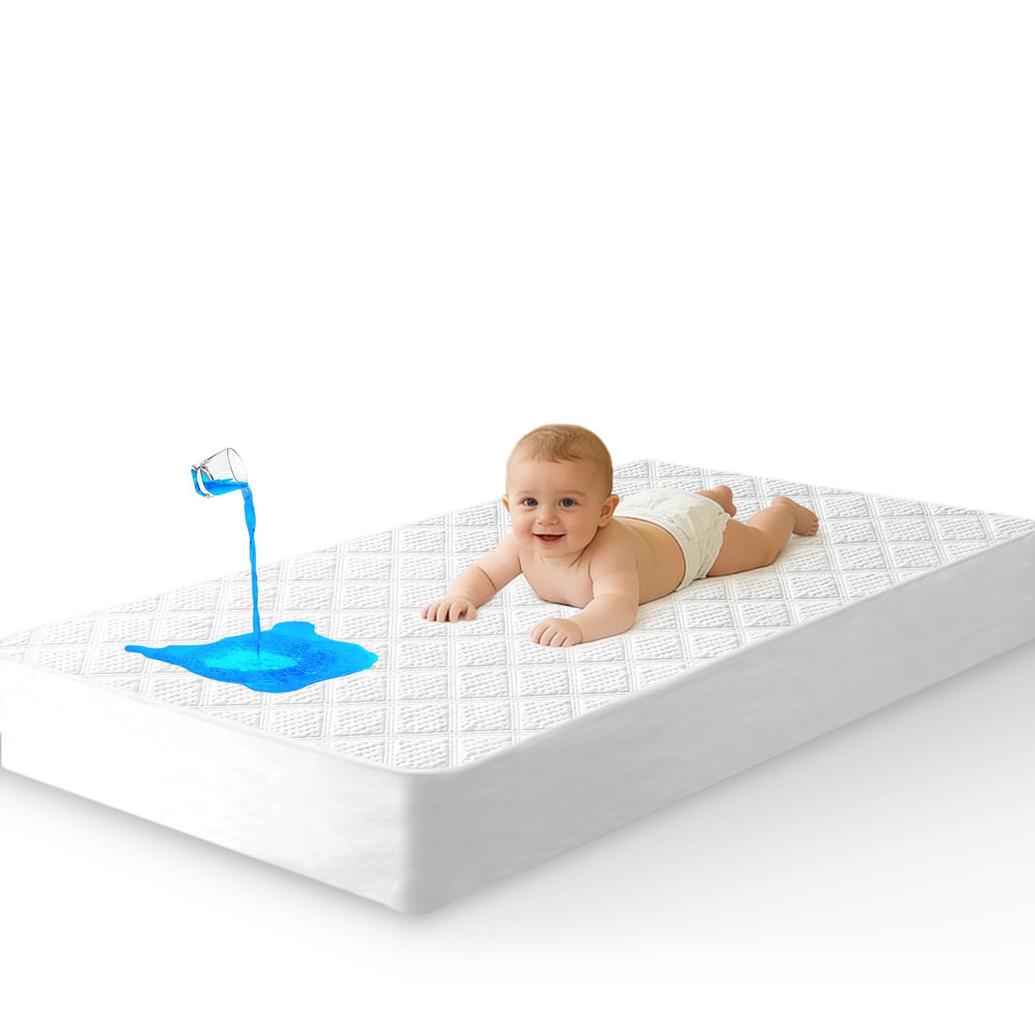 Waterproof Cot Bed Mattress Protector 70 x 140 cm, Soft & Noiseless Fitted Mattress Cover with Bamboo Viscose Fabric