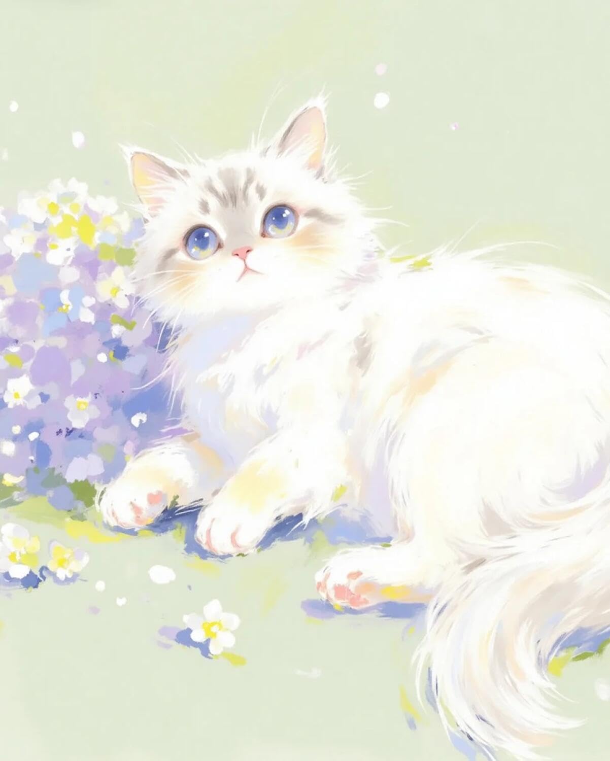 Rqwybcaxn Stamped Beaded Cross Stitch Kits Cats and Hydrangeas 40x50cm
