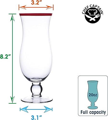 Miniatura 2 de Chefcaptain Hurricane - Vasos de color para cóctel, piña colada soplados a mano, ultra transparentes, XL, 20 onzas, paquete de 4 (huracán XL, 20