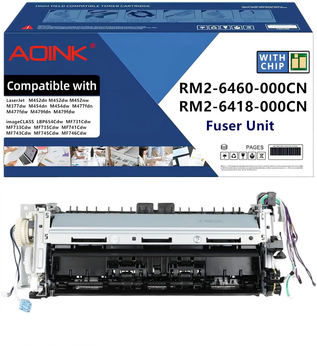 AQINK RM2-6460-000CN RM2-6418-000CN Fuser Compatible with HP Laserjet M452dn M452dw M377dw M454dn M477fdn M479fdn Canon imageCLASS MF731Cdw MF733Cdw MF735Cdw MF746Cdw Duplex Models Printers,110V