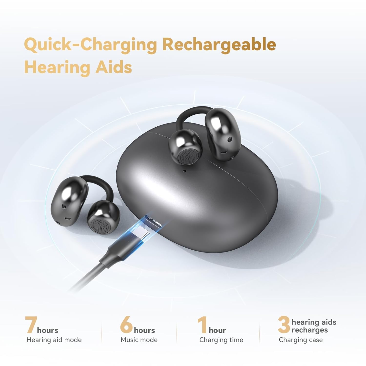 Hearing Aids for Seniors with Hearing Loss, Bluetooth Rechargeable Hearing Aids with APP Control, Open Ear Design to Prevent Itching from Sweating, 7-Level Volume Adjustment - Image 7