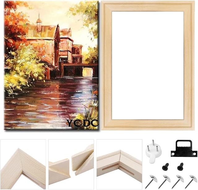 Solid Canvas Stretcher Frames, Premium Pine Wood Strips Bar Set, for Oil Paintings Poster Prints, DIY Arts Accessory Materials Supply, 16"x20"/40.6x50.8cm