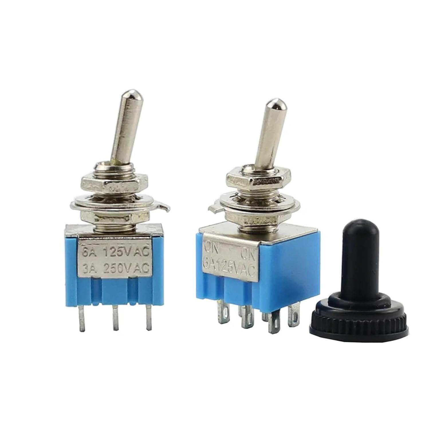 5pcs 10pcs MTS-102 MTS-103 MTS-202 MTS-203 Toggle Switch 6A 125VAC on on SPDT 6mm Mini Switch DPDT on Off on Waterproof Cap(MST-103 with Cap,10pcs)