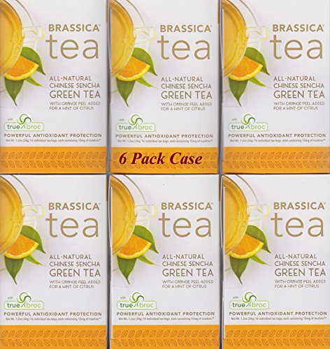 Brassica Tea Green Tea with Trubroc, Orange, 6 boxes (96 Total Tea Bags)