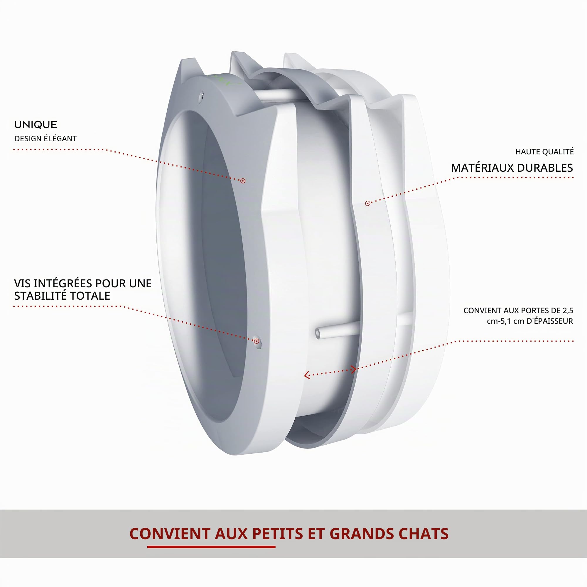 LYNX Chatiere pour Chat Interieur - Chatière Porte Intérieure Élégant et Facile À Installer pour Petite et Grande Chats. Passage de Porte/Trappe Chat sans Porte. pour Chatons Et Chats Jusqu'à 11 KG