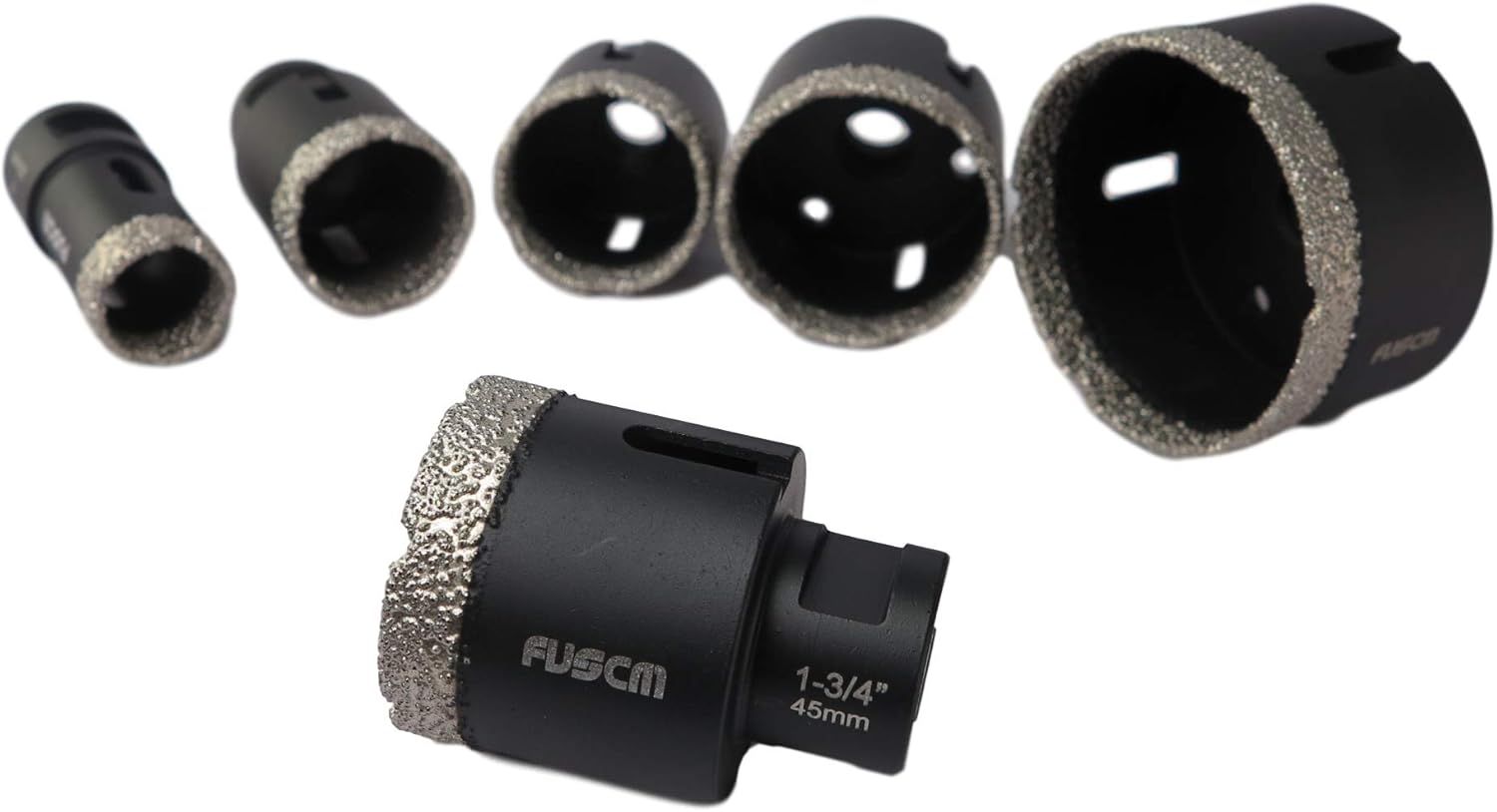 Vacuum brazed Diamond Dry Drilling bits Core bits Set with 5/8-11 for Porcelain Tile Granite Marble Stone Masonry Black（25/35/40/45/50/68mm）