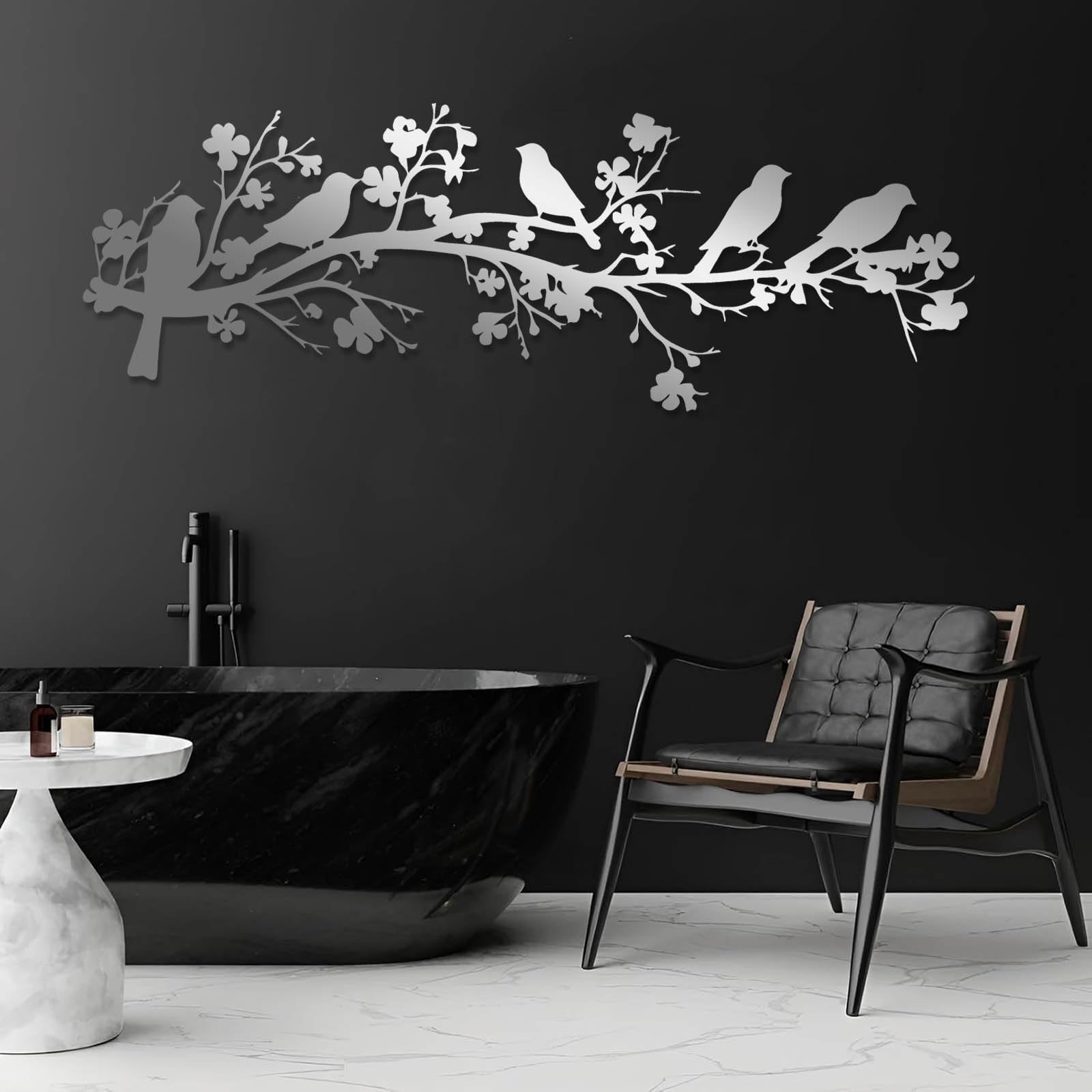 Generico Decorazione murale in Metallo Uccelli su Ramo Decorazione murale in Metallo Uccelli in Metallo Decorazione murale Uccello su Ramo Fiorito Decorazione murale Natura Decorazione mur