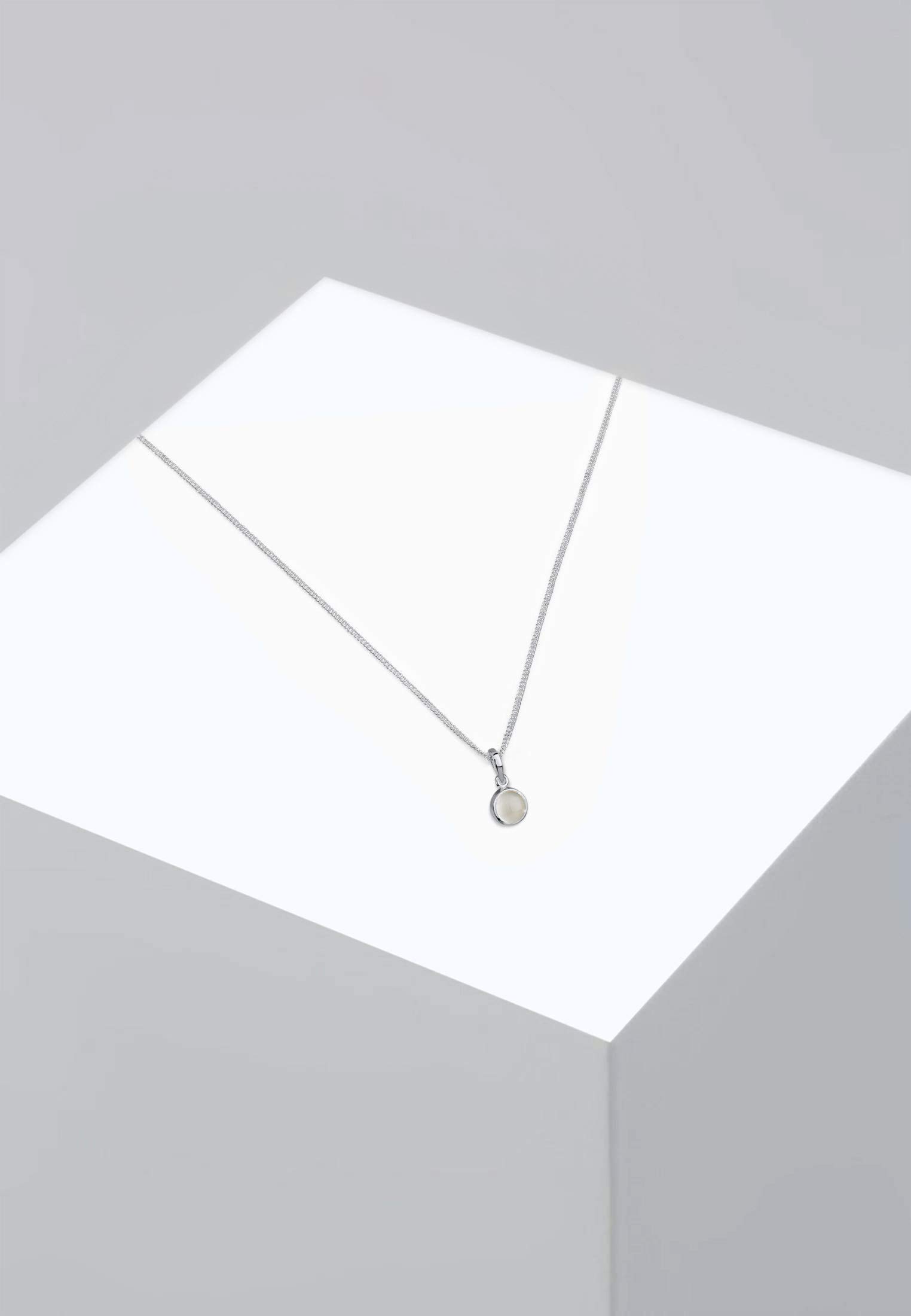 Elli Halskette Damen Anhänger Rund mit Mondstein 925 Sterling Silber