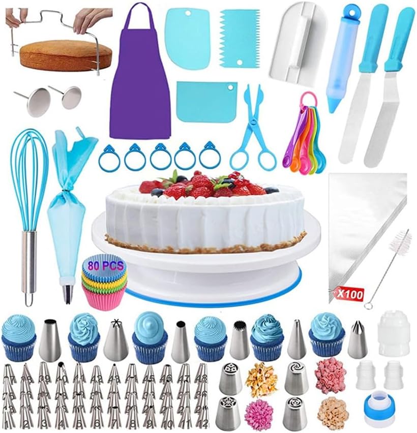 268 Piece Cake Turntable Decoration Tool Floral Nozzle Spatula And Scraper