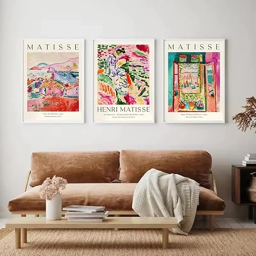 GKUVBF Vintage Abstract Matisse Exhibition Landscape Wall Art Posters Canvas Painting Prints Pictures for Room Home Decor(40x60cmx3/Frameless)