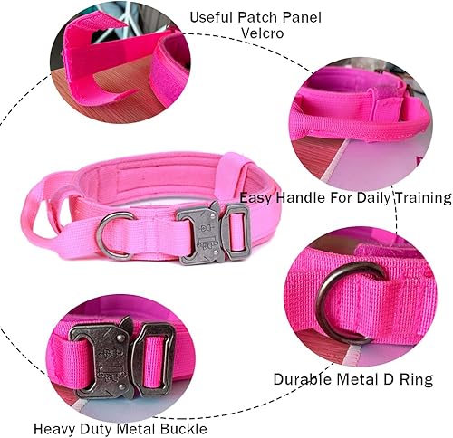 Miniatura 3 de Xqpetlihai Collar táctico para perro, ajustable, militar, de nailon, con asa de control y hebilla de metal resistente para perros medianos y grandes