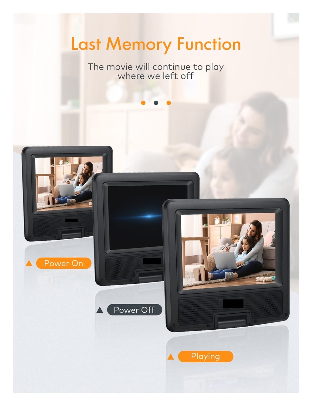 PV770 9,5 '' Portable DVD Joueur avec 7,5 '' HD Écran pivotant,Compatible avec La Plupart des Appareils