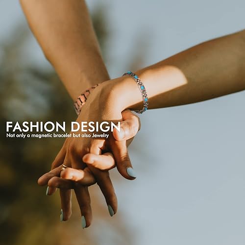 Miniatura 4 de Pulsera ajustable de cristal turquesa de cobre puro para mujer, curación, terapia magnética, alivio de artritis, dolor, túnel carpiano, pulsera