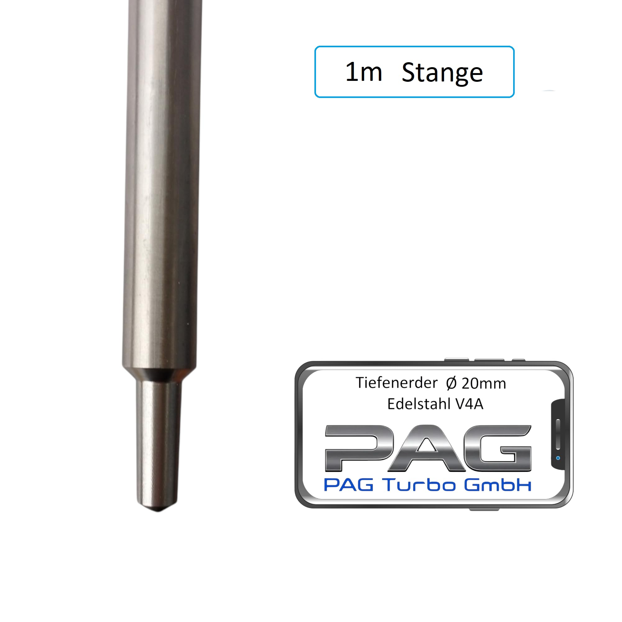 4m Tiefenerder SET Ø20mm V4A Edelstahl 4x 1m Erder + Klemme - von PAG Turbo GmbH®