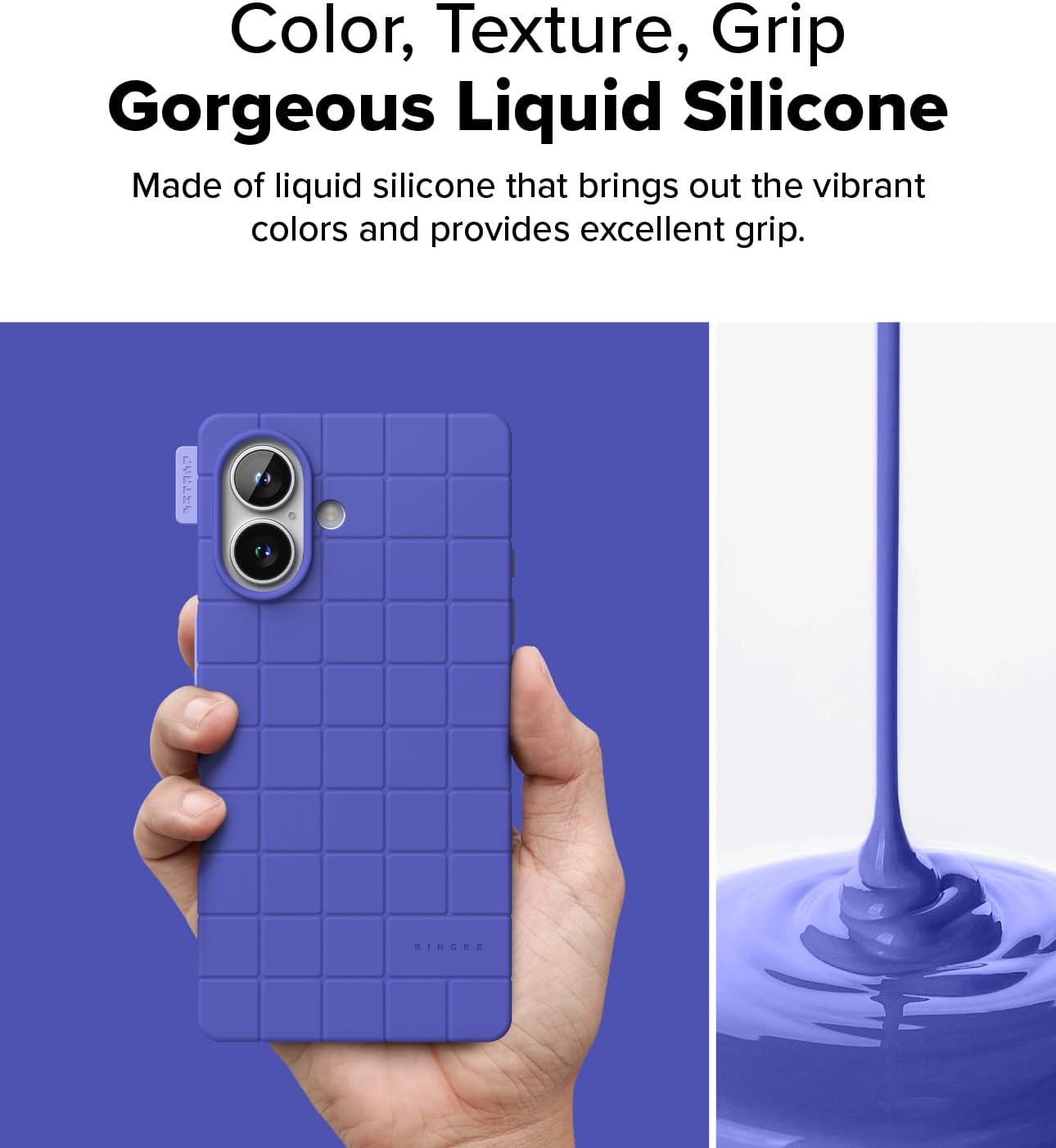 Ringke Bitmap Silicone Magnetic Compatible with iPhone 16 [Ultramarine] + Camera Lens Frame Glass Compatible with iPhone 16 [2 Pack]