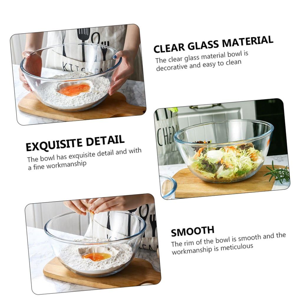 Insalatiera Vetro in Vetro Temperato 1000ml Bianco, Ciotola per Insalata Stile Giapponese, Facile da Pulire, per Casa e Cucina