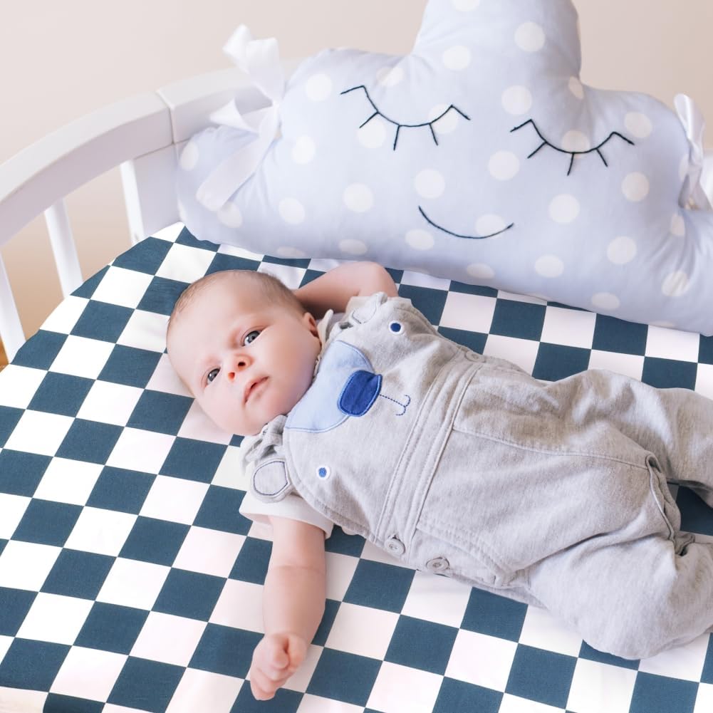 4 Pack Checkered Bassinet Sheets Neutral Breathable Fitted Baby Sheets Nursery Sheets for Baby Boys or Girls (Bassinet Sheet)