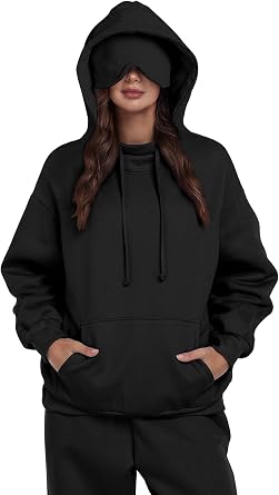 SeSe Code Hoodie with Eye Mask Travel Airplane Unisex Oversized Sweatshirt