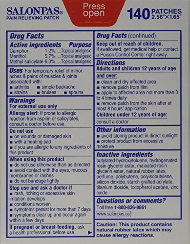 Salonpas Pain Relieving Patch - 140 Count (Two Packages each of 140 Patches)